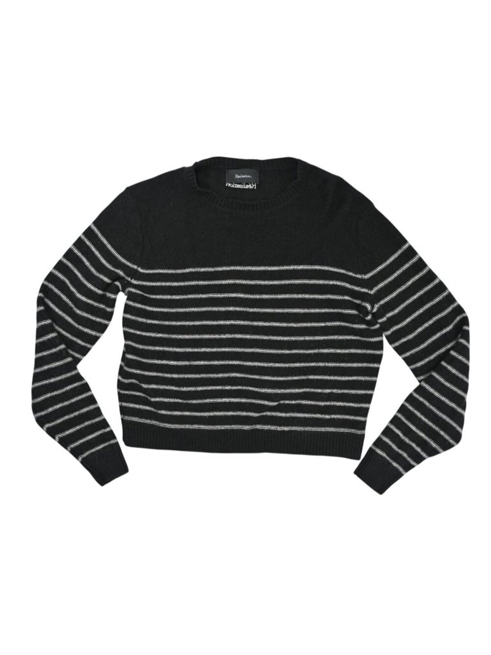 Realisation Par The Ani Sweater in Pepe Black and White Striped Cashmere